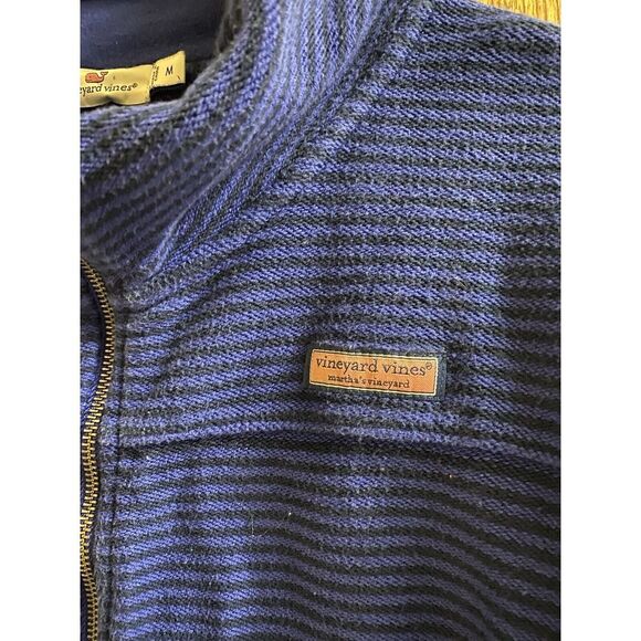 Vineyard Vines 100% Cotton Blue Striped Full Zip Jacket Women's Size M Logo - Picture 2 of 14